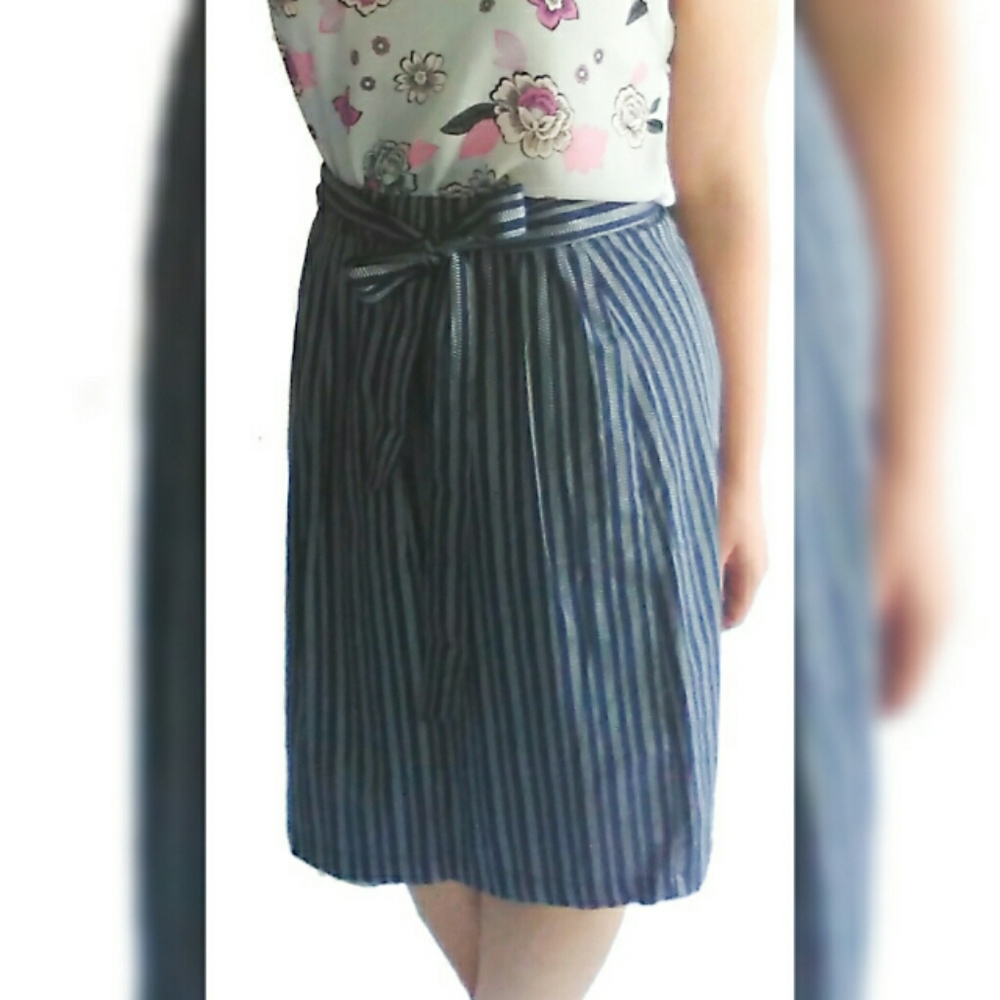 Lane Bryant Striped Faux Wrap Dress